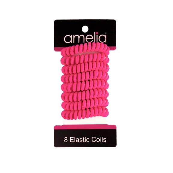 Amelia Beauty, 8 Small Fabric Wrapped Elastic Hair Coils, 1.75in Diameter Spiral Hair Ties, Gentle on Hair, Strong Hold and Minimizes Dents and Creases, Magenta