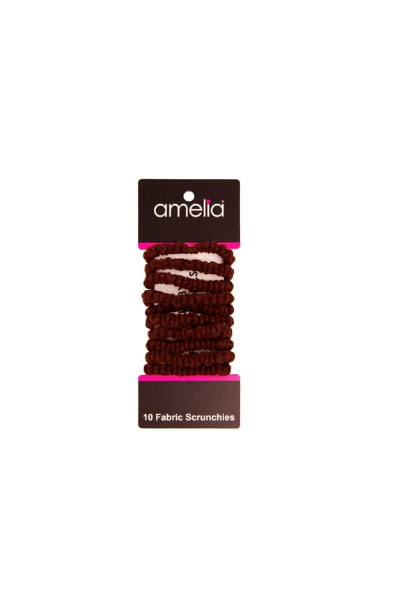 , Brown Ribbed Scrunchies, 2.25in Diameter, Gentle on Hair, Strong Hold, No Snag, No Dents or Creases. 10 Pack