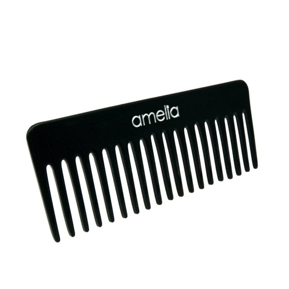 Amelia Beauty Cellulose Acetate 6in Rake Detangling Comb, Handmade, Smooth Edges, Eco-Friendly Plant Based Material, Course Teeth - Black Color