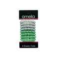 thumbnail image 1 of Amelia Beauty Products 8 Medium Elastic Hair Coils, 2.0in Diameter Thick Spiral Hair Ties, Gentle on Hair, Strong Hold and Minimizes Dents and Creases, Emerald and White Mix, 1 of 12