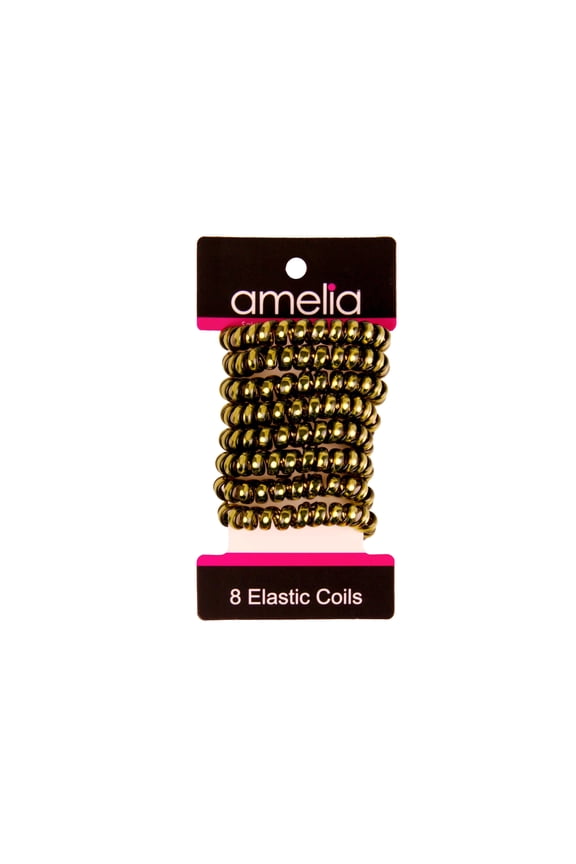 Products 8 Medium Smooth Elastic Hair Coils, 2.25in Diameter Spiral Hair Ties, Gentle on Hair, Strong Hold and Minimizes Dents and Creases, Olive