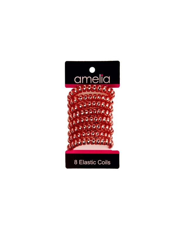 Products 8 Medium Smooth Elastic Hair Coils, 2.25in Diameter Spiral Hair Ties, Gentle on Hair, Strong Hold and Minimizes Dents and Creases, Pink