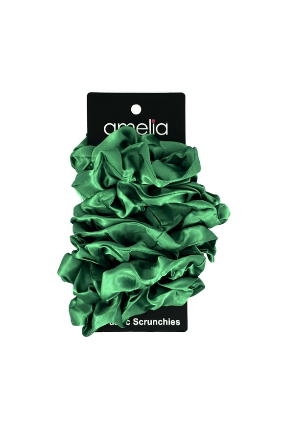 Products, Green Scrunchies, 3.5in Diameter, Gentle on Hair, Strong Hold, No Snag, No Dents or Creases. 8 Pack