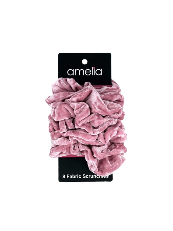 Products, Pink Velvet Scrunchies, 3.5in Diameter, Gentle on Hair, Strong Hold, No Snag, No Dents or Creases. 8 Pack