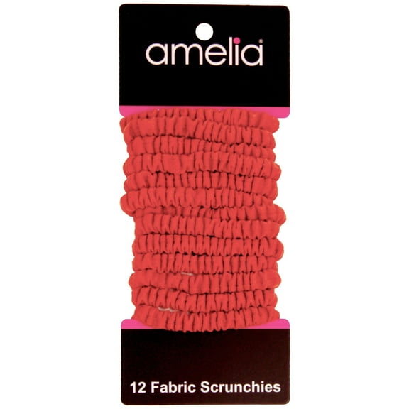 Amelia Beauty, Red Skinny Jersey Scrunchies, 2.125in Diameter, Gentle on Hair, Strong Hold, No Snag, No Dents or Creases. 12 Pack