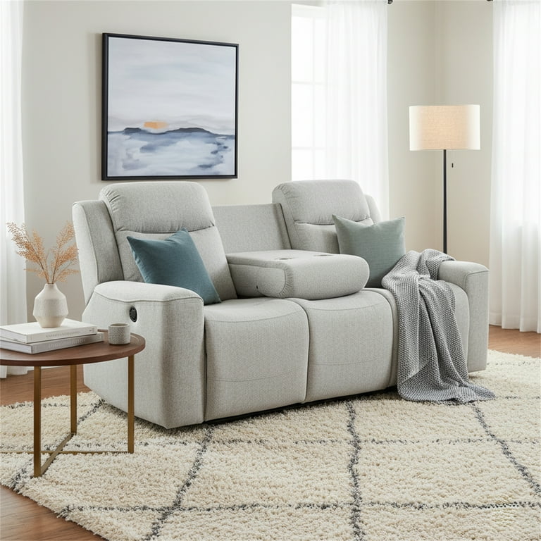 Amelia Collection Contemporary Upholstered Recliner Sofa with