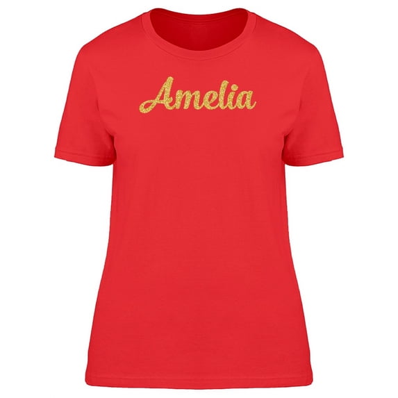 Amelia, Cute Golden Sparkle Name T-Shirt Women -Image by Shutterstock, Female Large