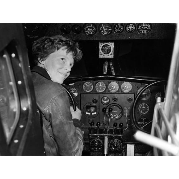 Amelia Earhart In Her Lockheed L-10E Electra Prepares For 27 History (36 x 24)