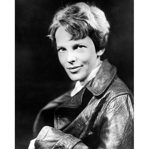 Amelia Earhart in Leather Jacket Portrait - 24x36 Inch Glossy Laminated Aviation Poster - Stunning Detail and Bold Colors