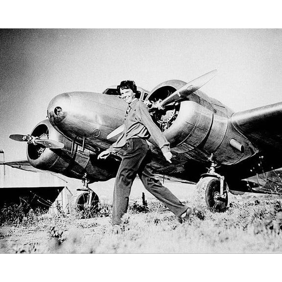 Amelia Earhart and Lockheed Electra - 12x18 Inch Laminated Aviation Poster - Stunning Detail and Bold Colors