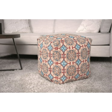 Amelia Handcrafted Fabric Pouf,Multicolored,Multi Fabric Furniture Primary Living Space Ottomans
