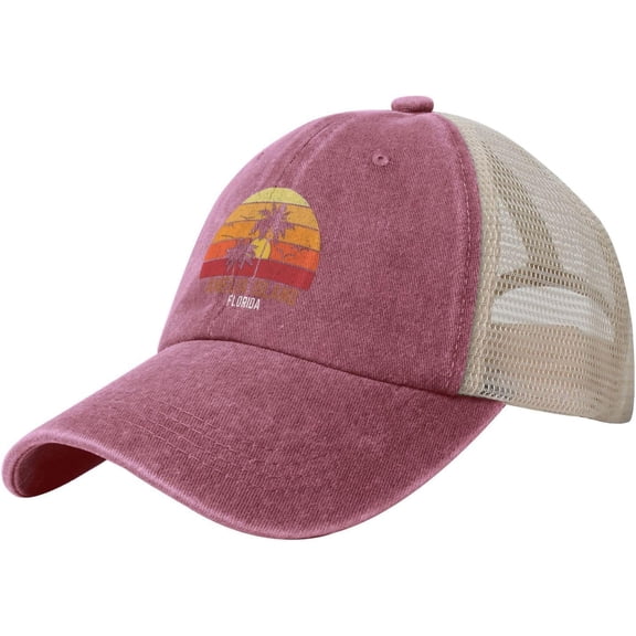 Amelia Island Florida Outdoor Washed Denim Mesh Hat Denim Baseball Cap Cowboy Hat