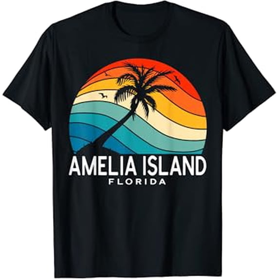 Amelia Island Florida Tropical Beach Palm Tree Souvenir T-Shirt