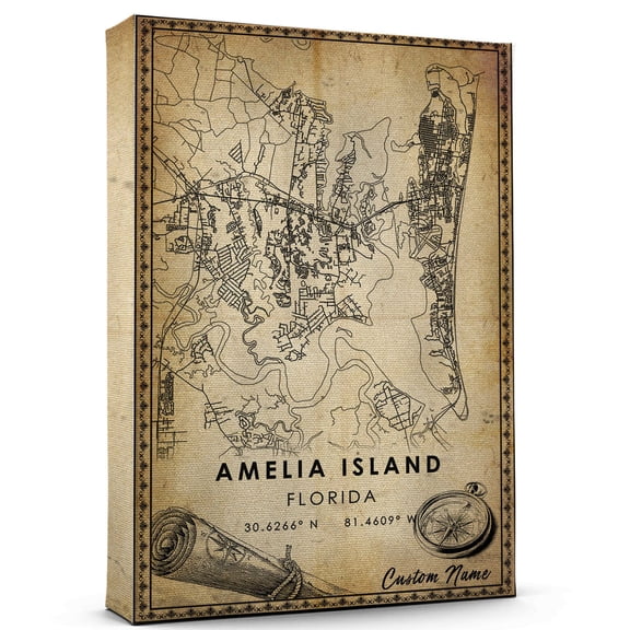 Amelia Island Map Poster, Florida Map Art Poster, Canvas, Amelia Island Map City vintage Poster, Street Map Artwork Poster, Amelia Island Map Canvas - 89AZ744
