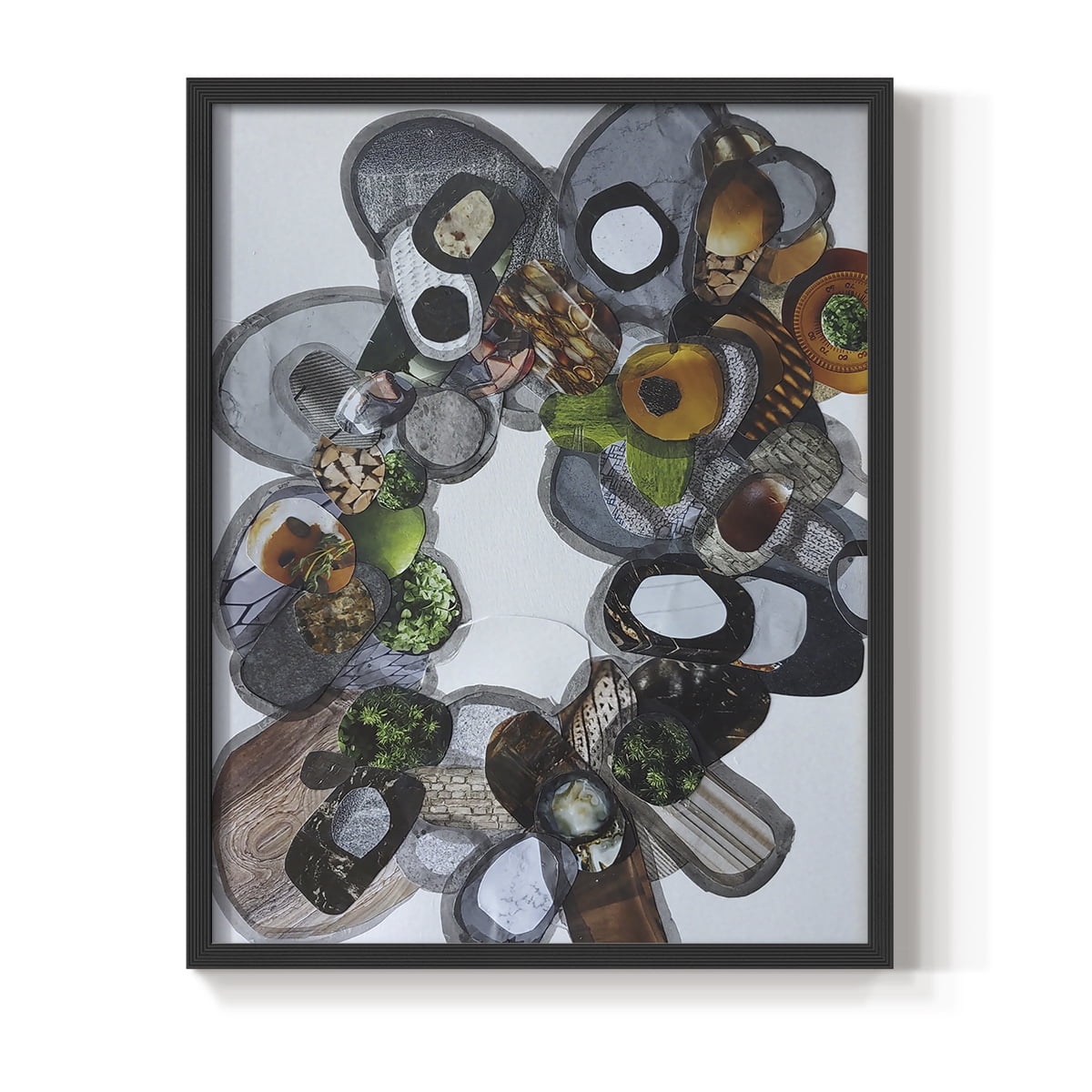 Amelia Island Stones Framed Print in Black Solid Wood Framed Print No Nail Hanging