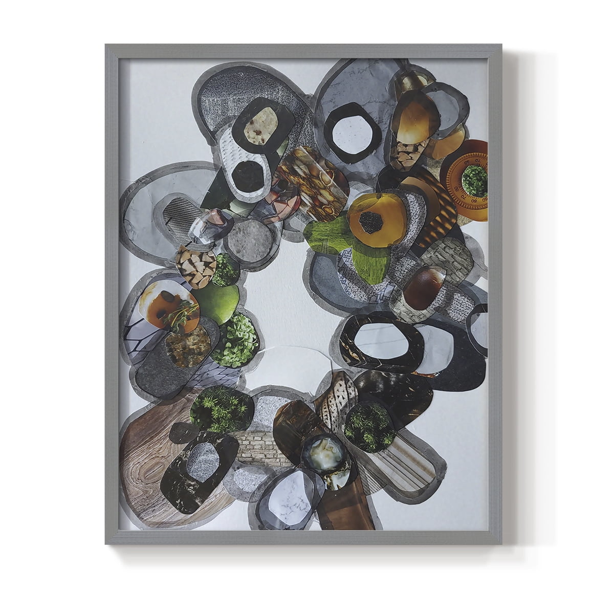 Amelia Island Stones Framed Print in Gray Solid Wood Framed Print No Nail Hanging
