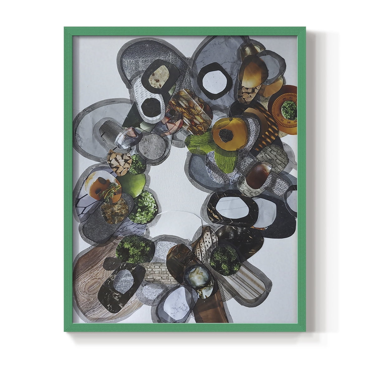 Amelia Island Stones Framed Print in Green Solid Wood Framed Print No Nail Hanging