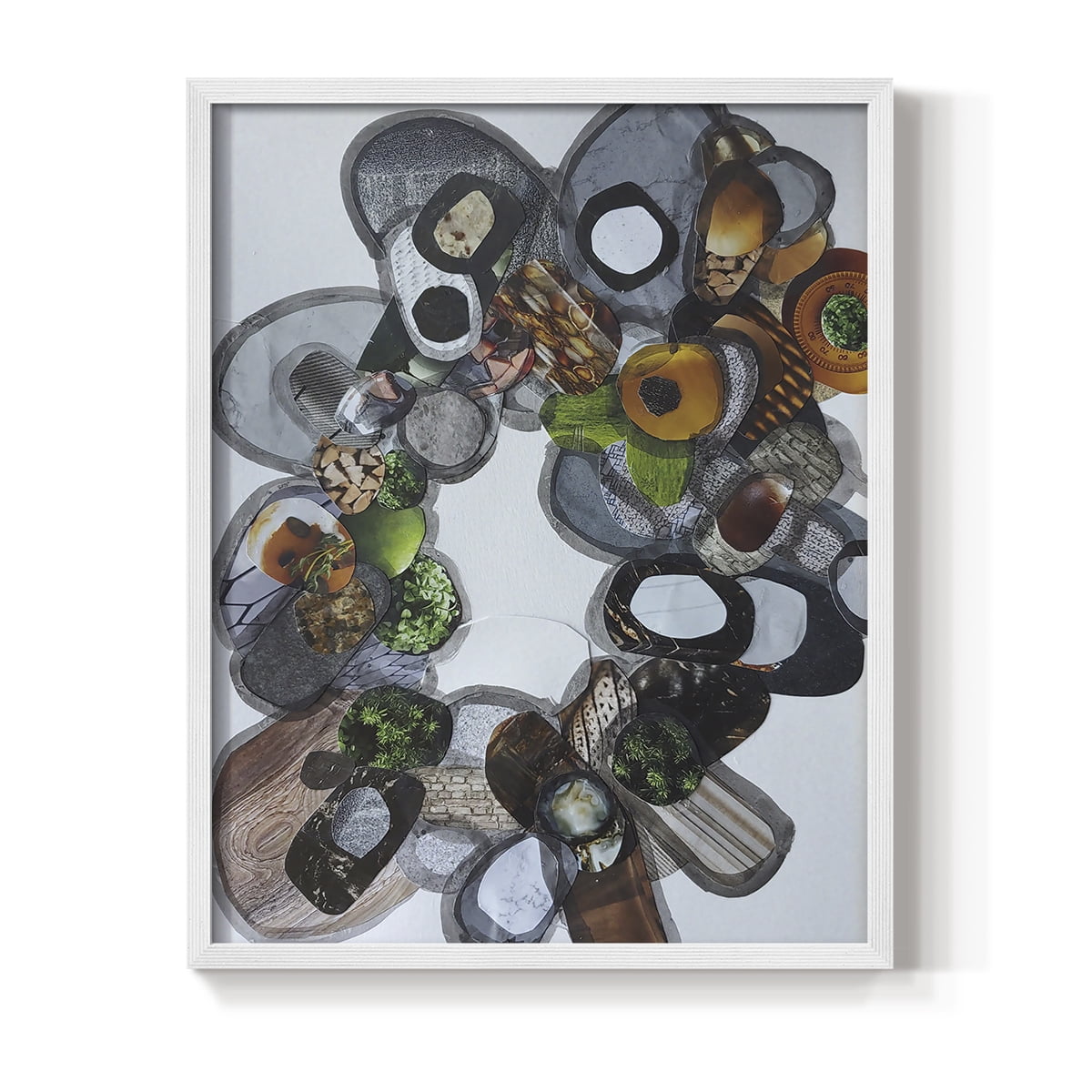 Amelia Island Stones Framed Print in White Solid Wood Framed Print No Nail Hanging
