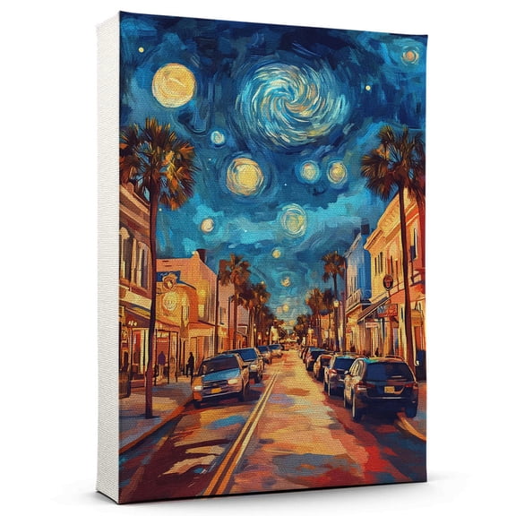 Amelia Island Travel Starry Night Canvas Print, Florida Canvas Wall art, Amelia Island Map Canvas, Florida Travel Art Picture Print -96AZ32