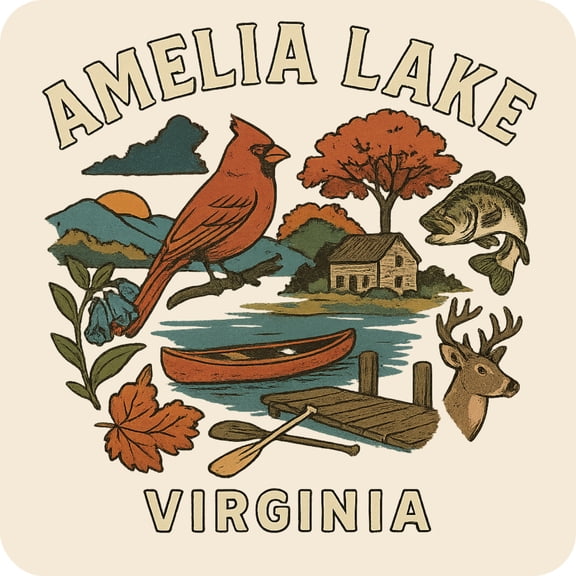 Amelia Lake Virginia Keepsakes Souvenir Vinyl Sticker – Destination Travel Keepsake Collectible (3-Inches Wide)