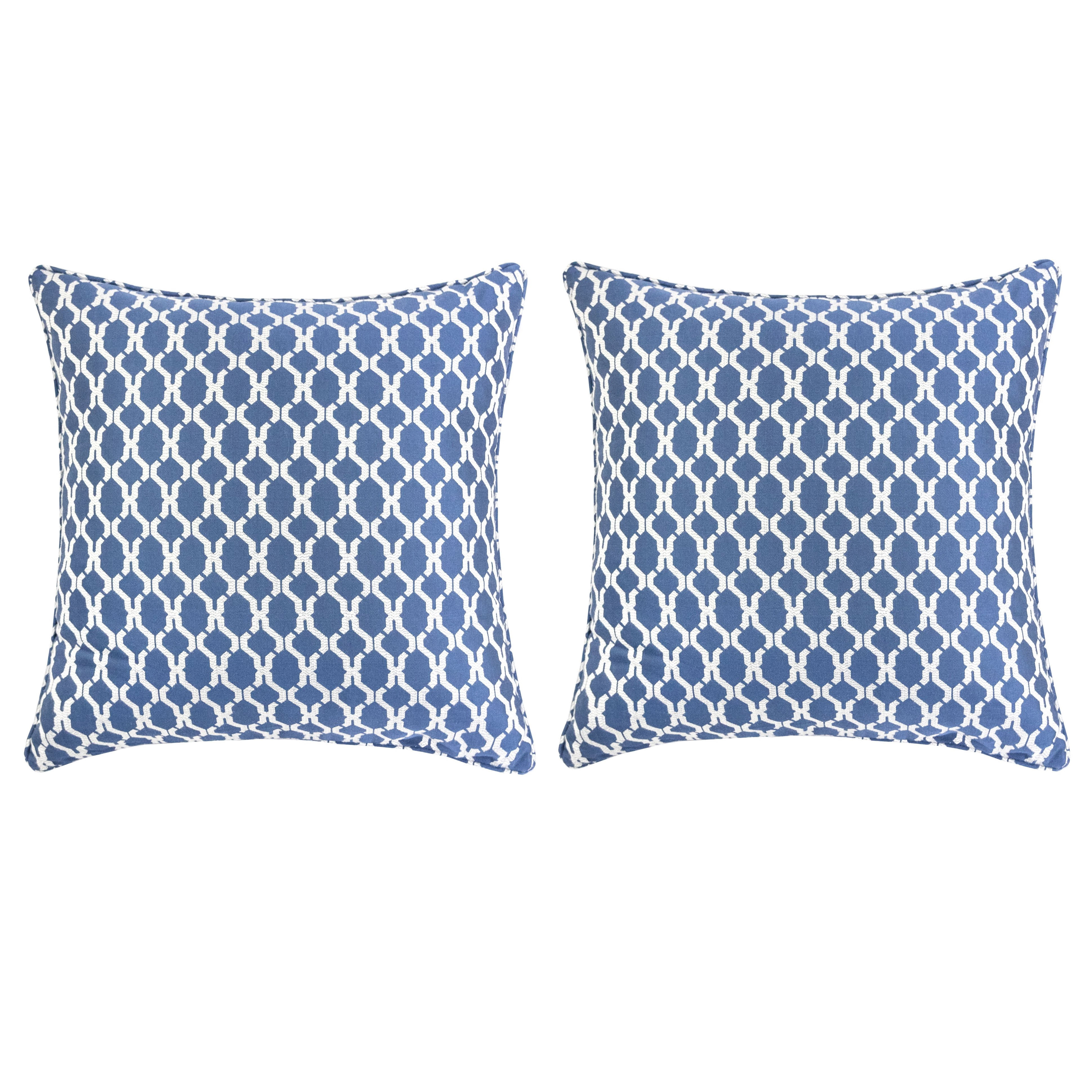Amelia Navy Geometric Polyester 20 in. x 20 in Throw Pillow (Set of 2)