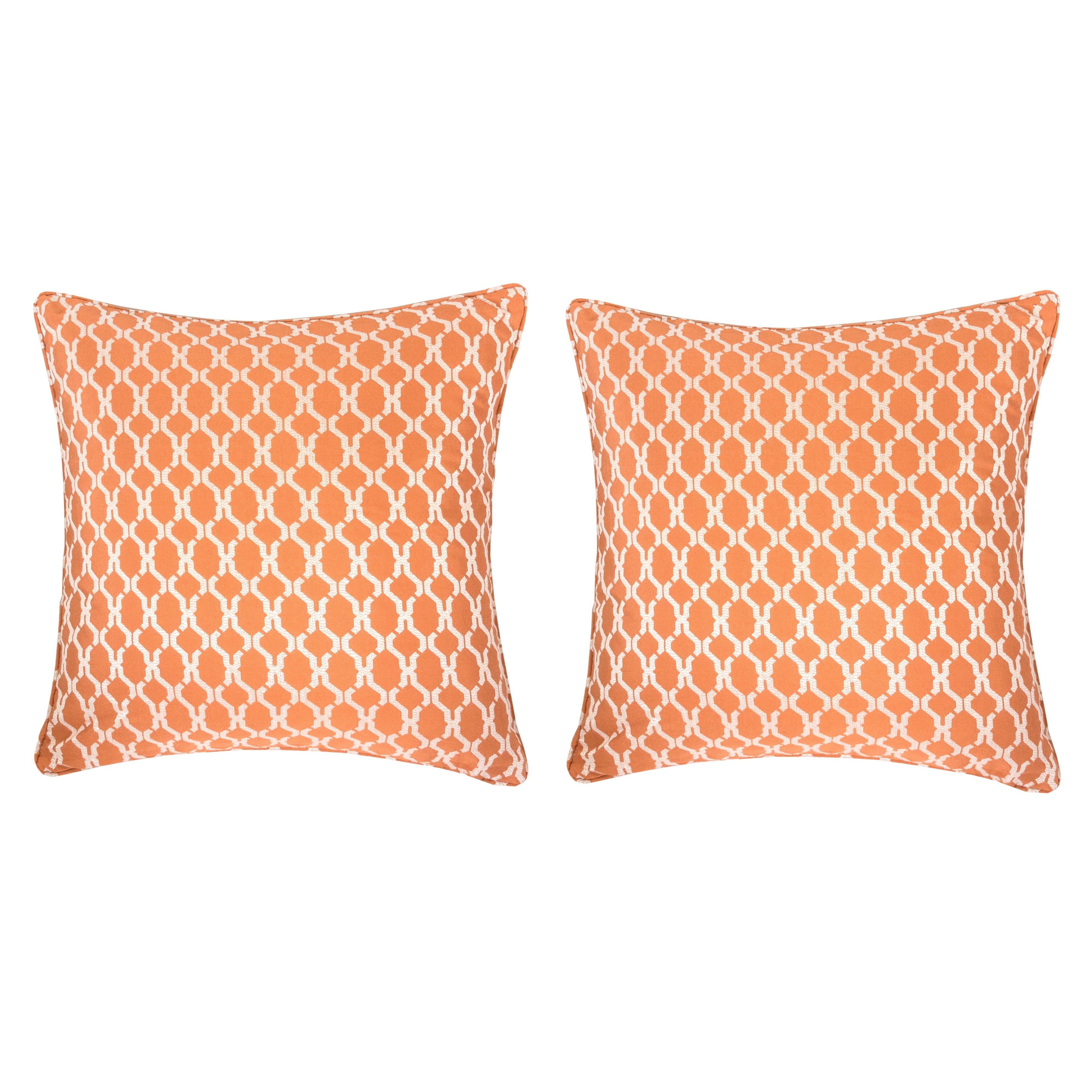 Amelia Orange Geometric Polyester 20 in. x 20 in Throw Pillow (Set of 2)