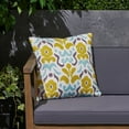 thumbnail image 1 of Amelia Outdoor Floral 17.75" Water Resistant Fabric Square Cushion, Cream, Yellow, Light Blue, Gray, 1 of 6