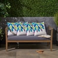 thumbnail image 1 of Noble House Soley Geometric Leaf Outdoor Cushion in Cream and Blue (Set of 4), 1 of 6