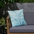 thumbnail image 1 of Amelia Outdoor Palm Fronds 17.75" Water Resistant Fabric Square Cushion, White, Blue, 1 of 6