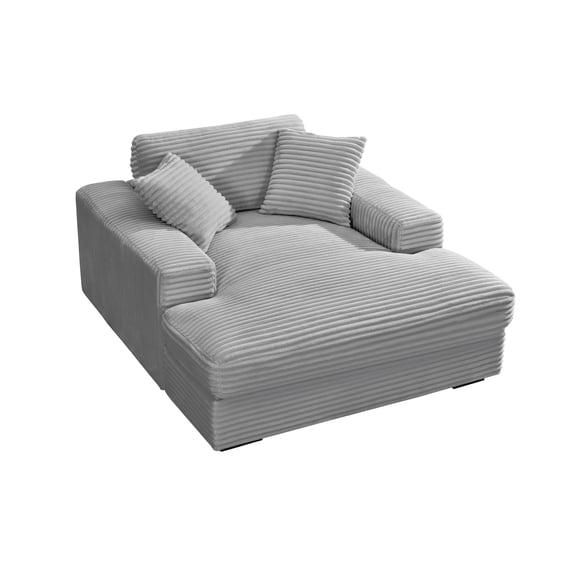 Amelia Polyester Corduroy Comfy Chaise Lounges Sofa Bed With Deep Seat Gray