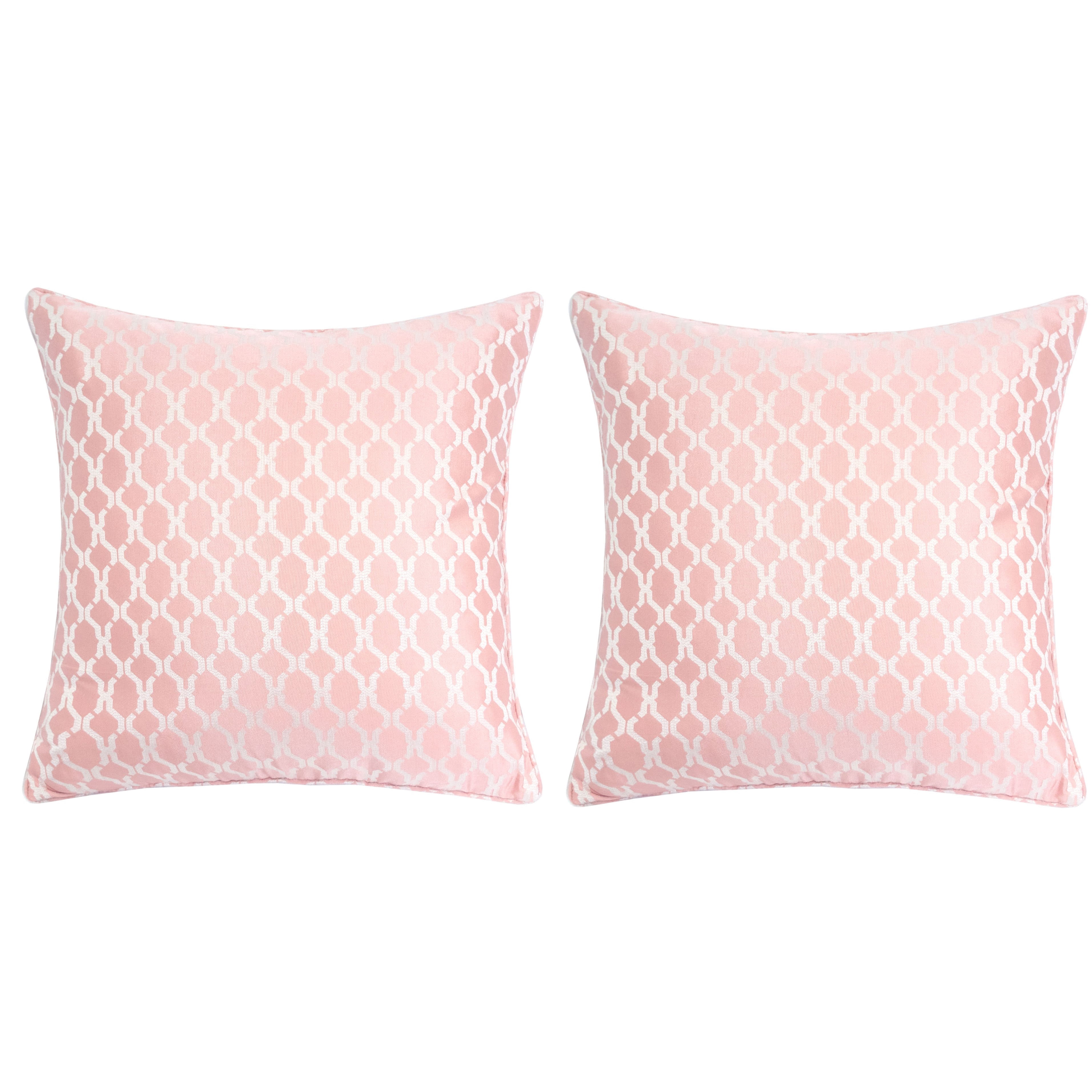 Amelia Rose-Pink Geometric Polyester 20 in. x 20 in Throw Pillow (Set of 2)