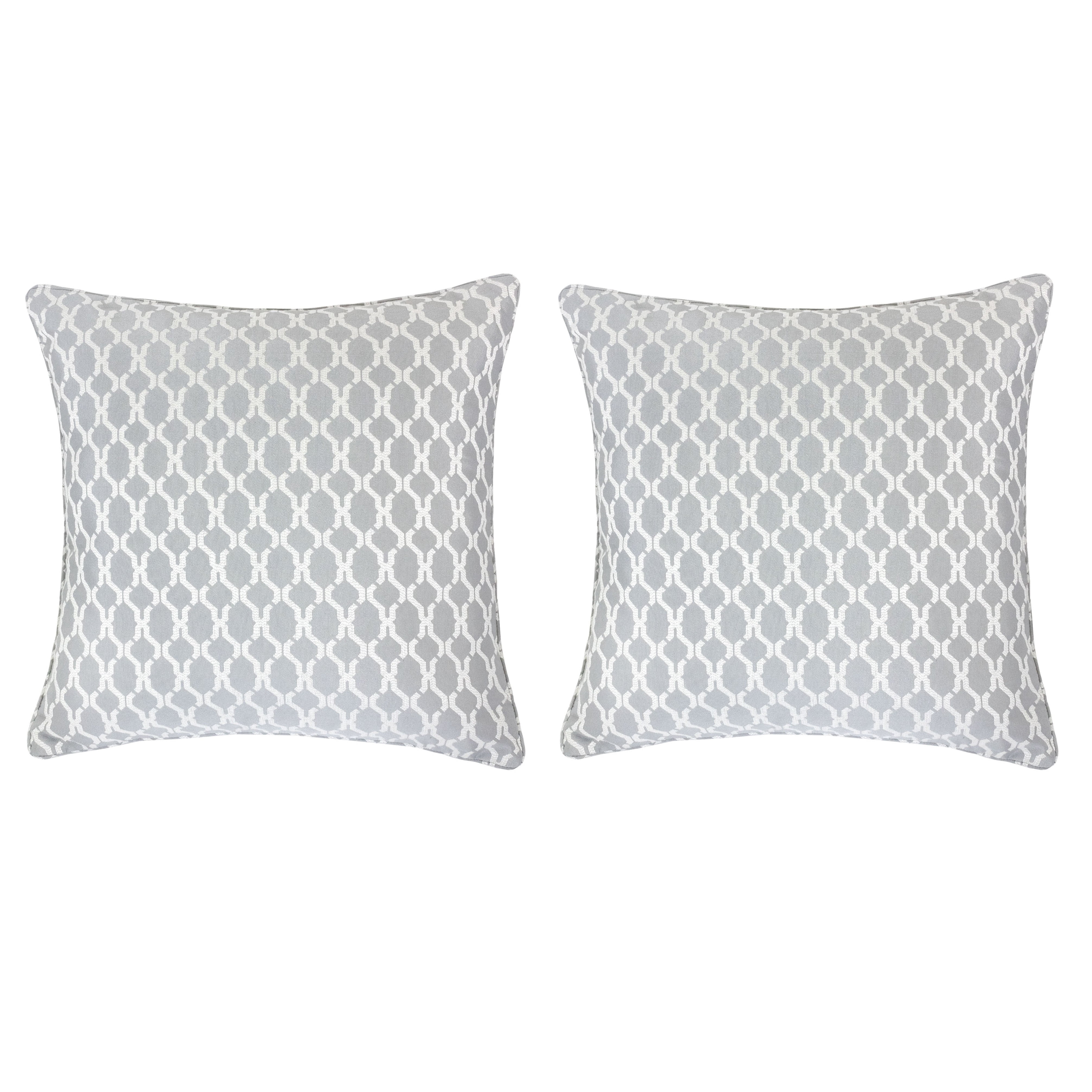 Amelia Silver Geometric Polyester 20 in. x 20 in Throw Pillow (Set of 2)