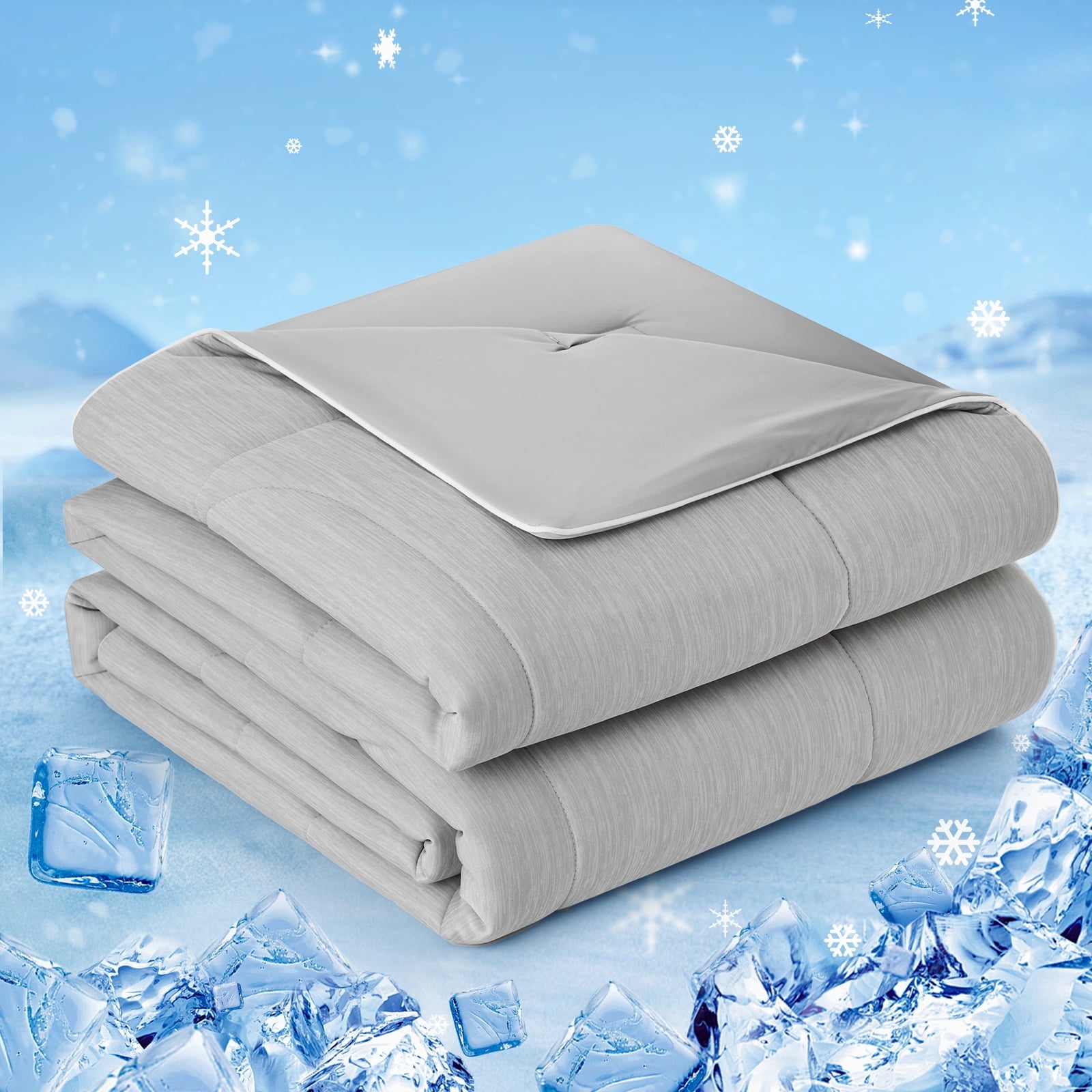 Amélie Home Cooling Comforter Queen Size - Reversible Lightweight Blanket, Q-Max 0.43, 90x90 Inches