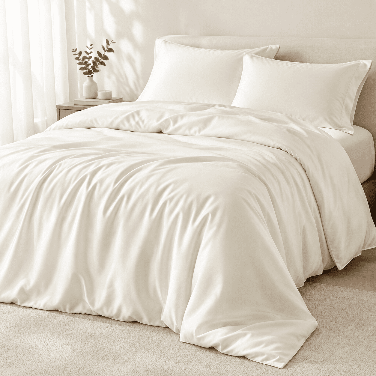 Amelie Home Tencel Lyocell Duvet Cover Set Size Cream White - Walmart.com