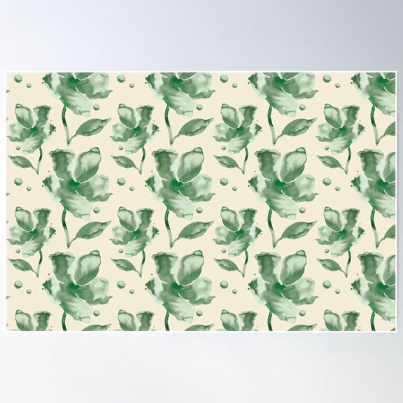 Amelie –&nbsp;Forest Green On Cream Poster Wall Art, Modern Wall Decor For Living Room Bedroom, 24x36 UNFRAMED