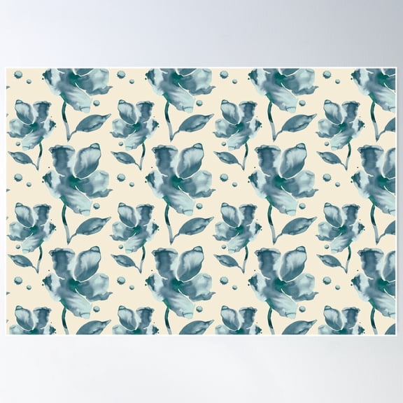 Amelie –&nbsp;Moonstone Blue On Cream Poster Wall Art, Modern Wall Decor For Living Room Bedroom, 8x12 UNFRAMED