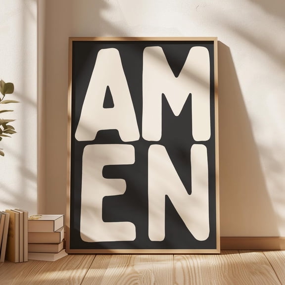 Amen Art Print Bold Retro, Christian Artwork, Christian Wall Art, Christian Gifts, Bible Verse Wall Art, Wall Art, Jesus Wall Art UNFRAMED PAPER POSTER, Home Decor, Vintage Gift, Living Room Dercor