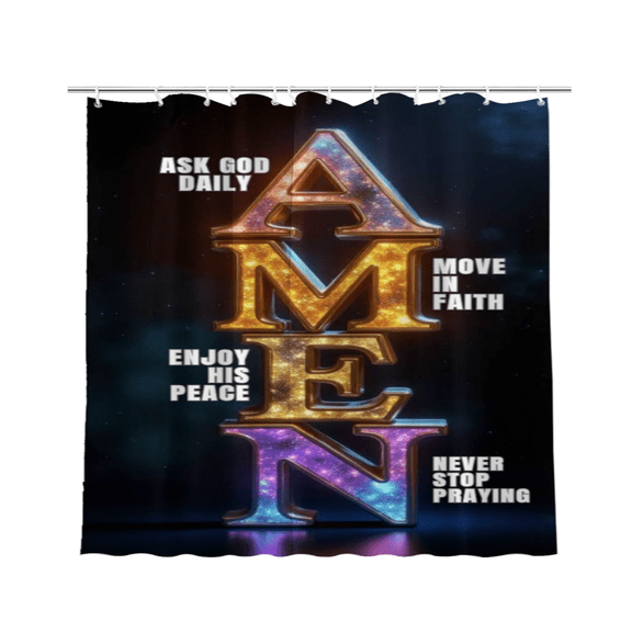 Amen Ask God Daily Move in Faith Waterproof Polyester Shower Curtain 72 x 72 Inch
