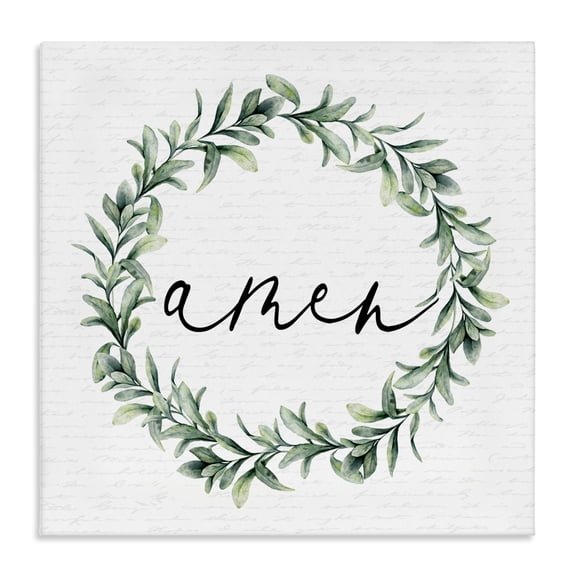 Amen Botanical Wreath & Script Canvas Wall Art, design by Lettered and Lined