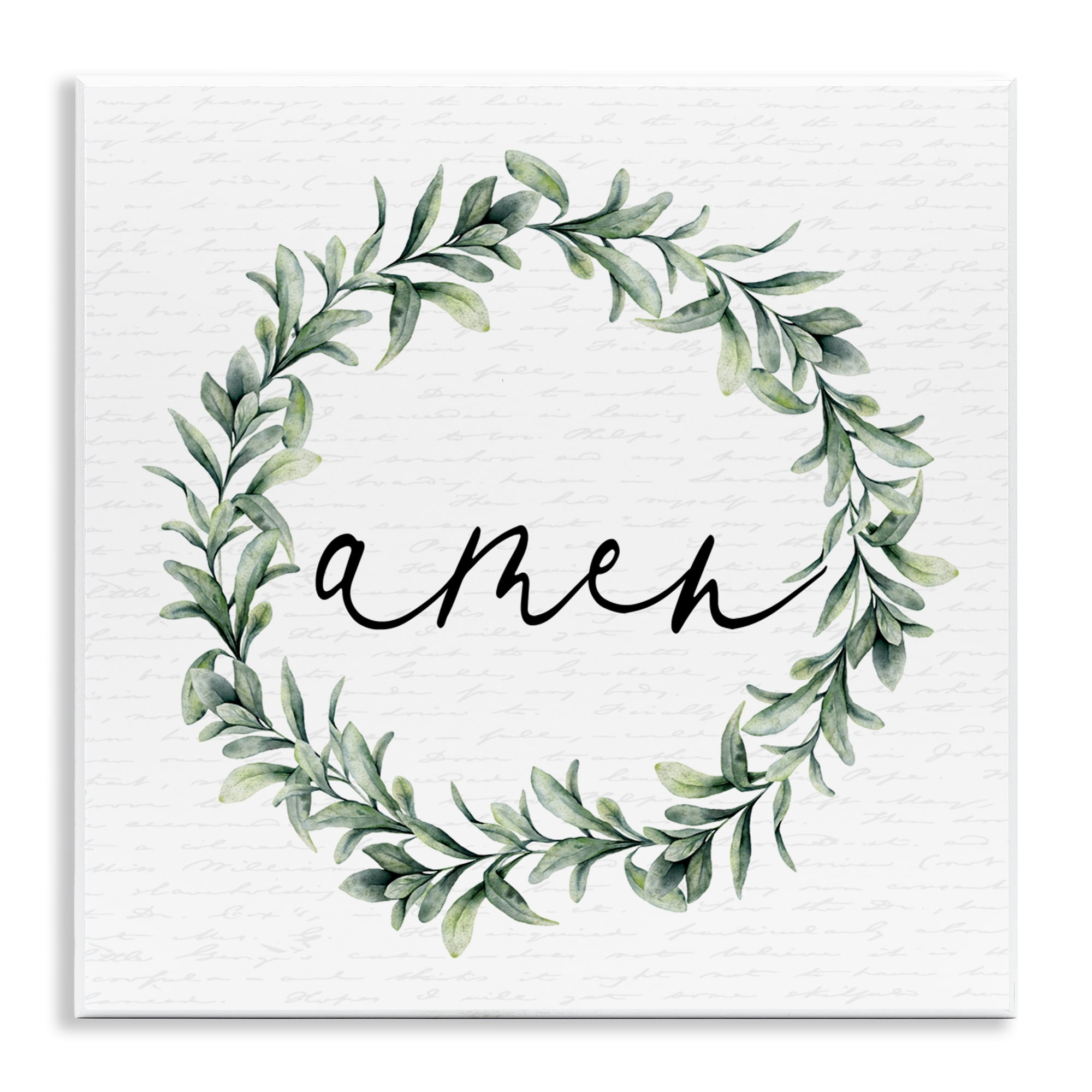 Amen Botanical Wreath & Script Wall Plaque Art, design by Lettered and Lined