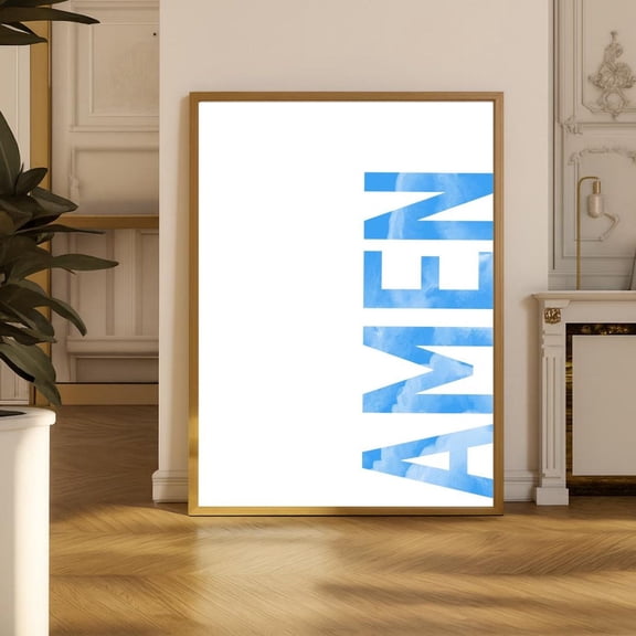 Amen Christian Clouds Print Minimalist Scripture Art Unframed Paper Print