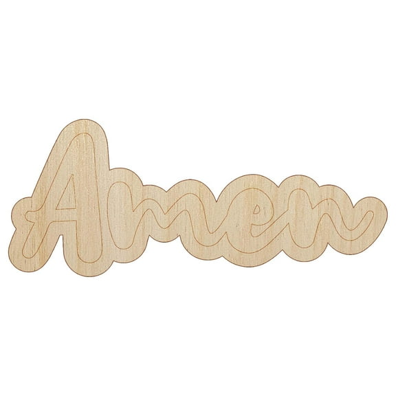 Amen Cursive Fun Text Prayer Praying Wood Shape Unfinished Piece Cutout Craft DIY Projects - 6.25 Inch Size - 1/4 Inch Thick