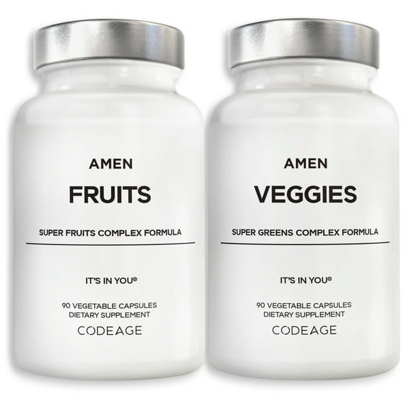 Amen Fruits + Veggies Vitamins Bundle, Raw Whole Fruits & Greens Vegetables Multivitamin,180 ct