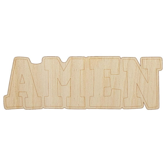 Amen Fun Text Prayer Praying Wood Shape Unfinished Piece Cutout Craft DIY Projects - 4.70 Inch Size - 1/4 Inch Thick