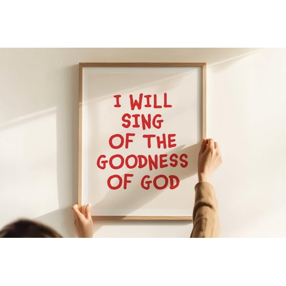 Amen Poster - Christian Wall Art, Jesus Print Horizontal (Orange-Red/Pink) Warm Present Vintage UNFRAMED Poster Size 24x36