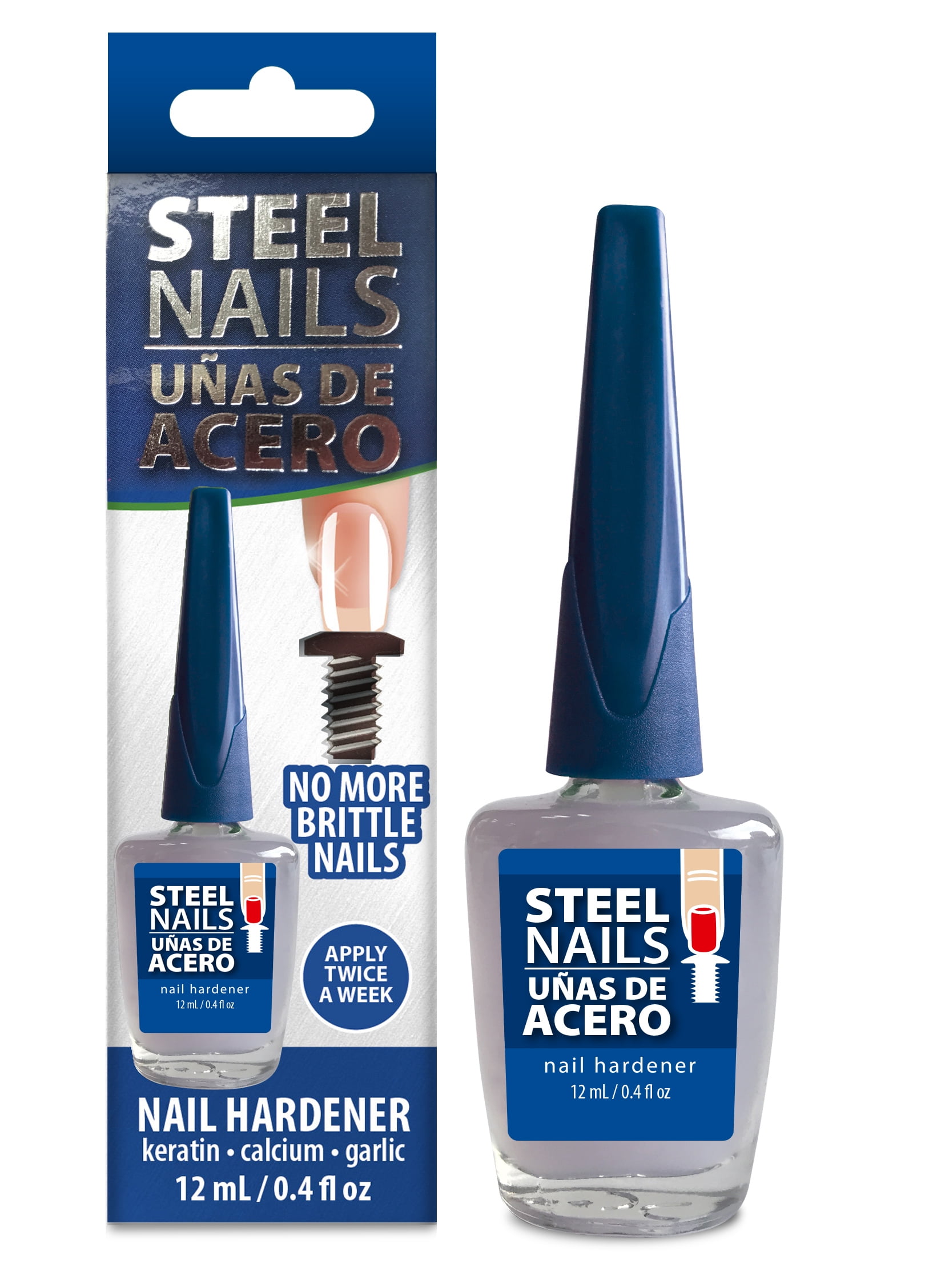 Amen Steel Nail Hardener 0.40 oz with Calcium, Biotin and Garlic, No More Brittle Nails,