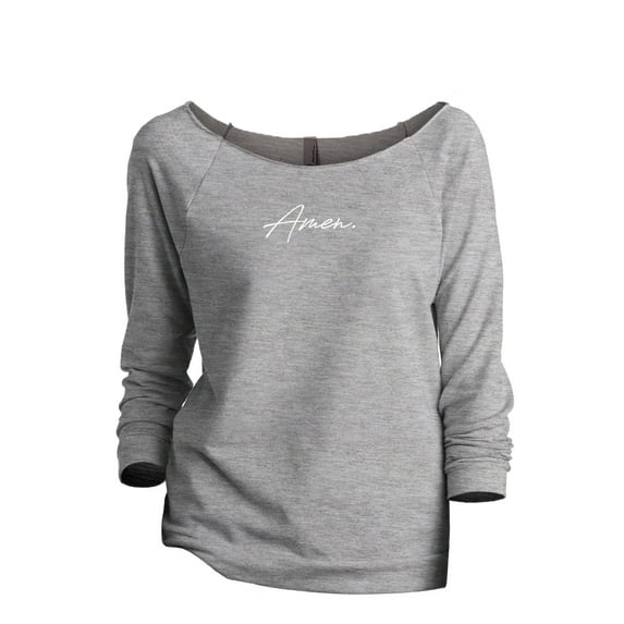 Amen Women's Fashion Slouchy 3/4 Sleeves Raglan Lightweight Sweatshirt Sport Grey Small