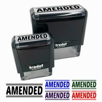 Amended Double Lines Self-Inking Rubber Stamp Ink Stamper for Business Office - Black Ink - Small 1-1/2 Inch