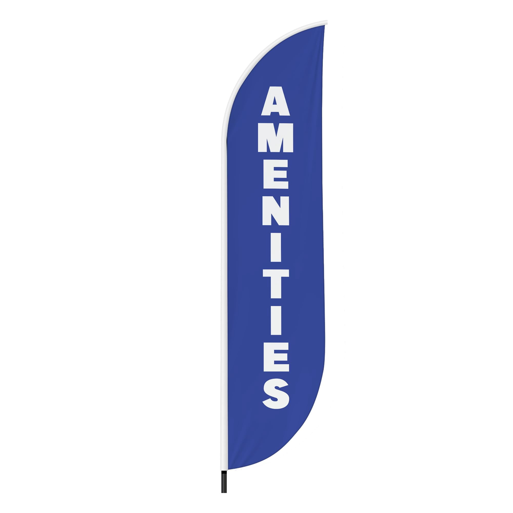 Amenities Feather Flag(11.5feetX2.5feet) by DreamController | Outdoor Business Advertising Tall Flag | Weather-Resistant Knitted Swooper Flag | Made in USA | Fast delivery | HD Print (Flag Only)