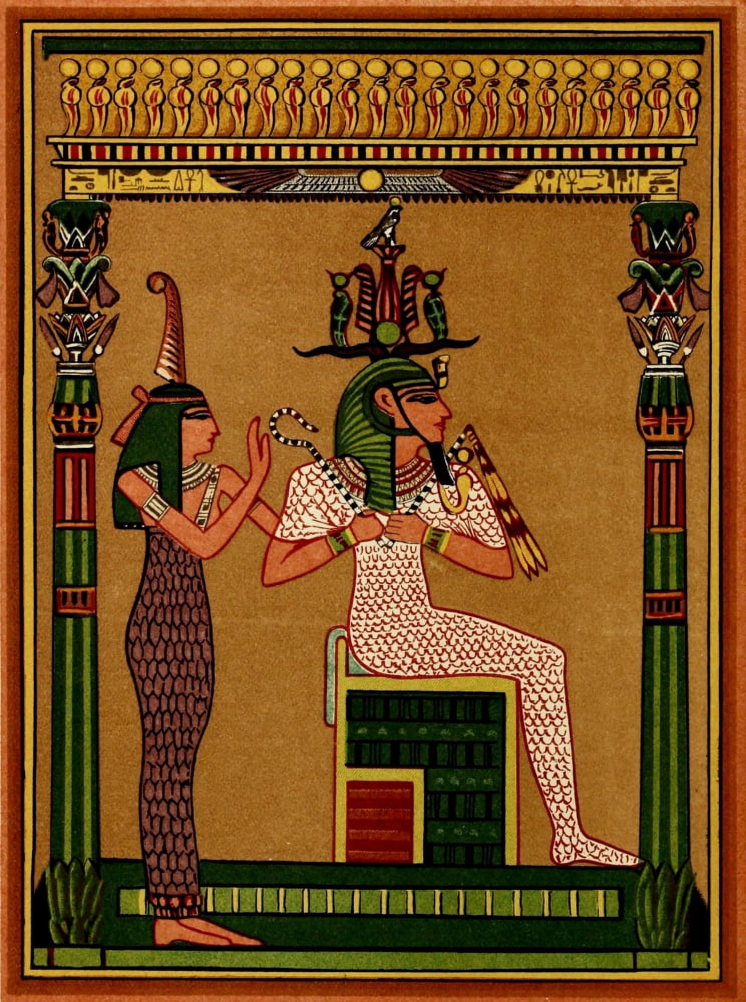 Amentet 1915 An Egyptian king as an Osirian attended by Maat Canvas Art - Alfred E Knight (18 x 24)